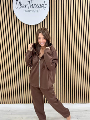 The Dalton Scuba Zip Hooded Tracksuit - Chocolate