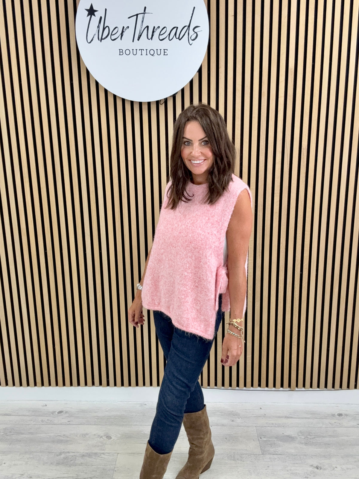 Side Tie Tank - Baby Pink
