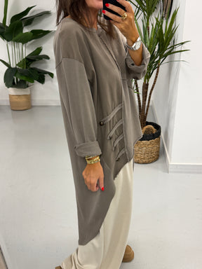 Mixed Military High Low- Taupe