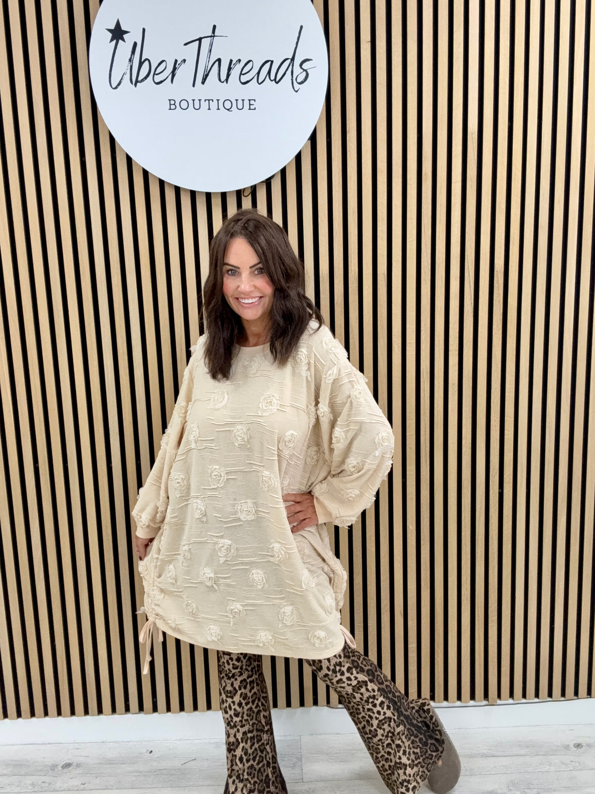 Fly Out 3D Rose Jumper Dress - Cream