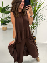 Valentina Hi Low Frill Two Piece - Chocolate