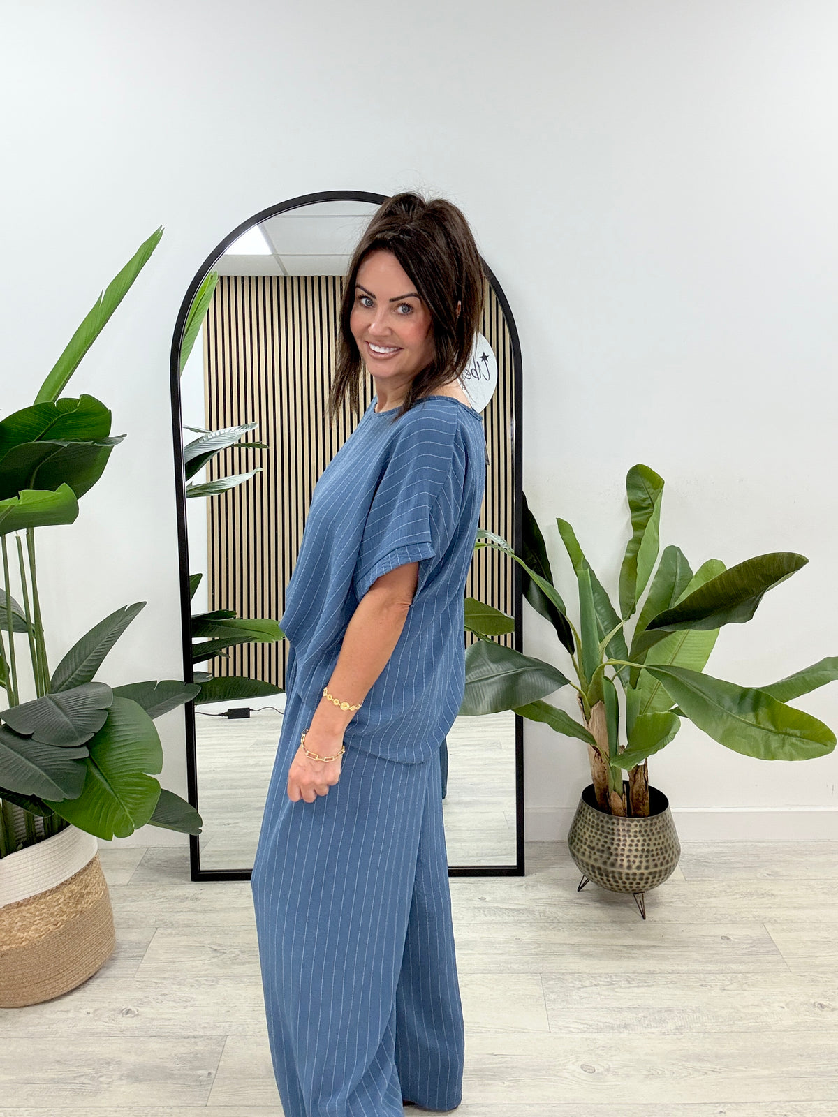(Pre Order) Lisbon Pinstripe Co-Ord - Denim Blue