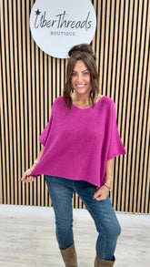 Gracie Crop Sleeve Knit - Magenta