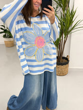 The Daisy/Stripe Soft Knit - Powder Blue