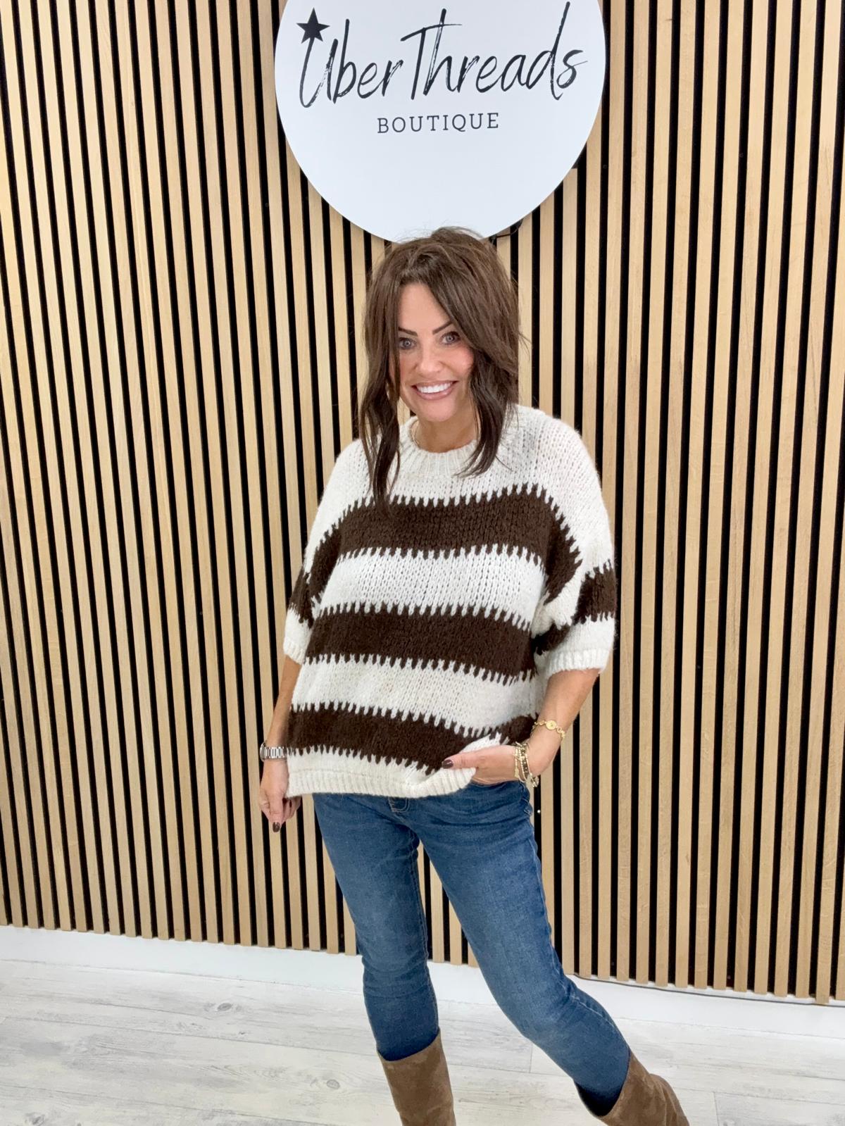 The Maple Stripe Crop Sleeve Knit