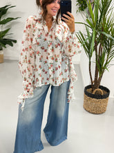 Zeta Otto Floral Frill Blouse - White