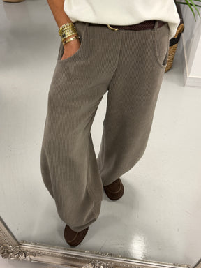 The Cambridge Cord Barrel Trousers - Taupe (Size 10-14)