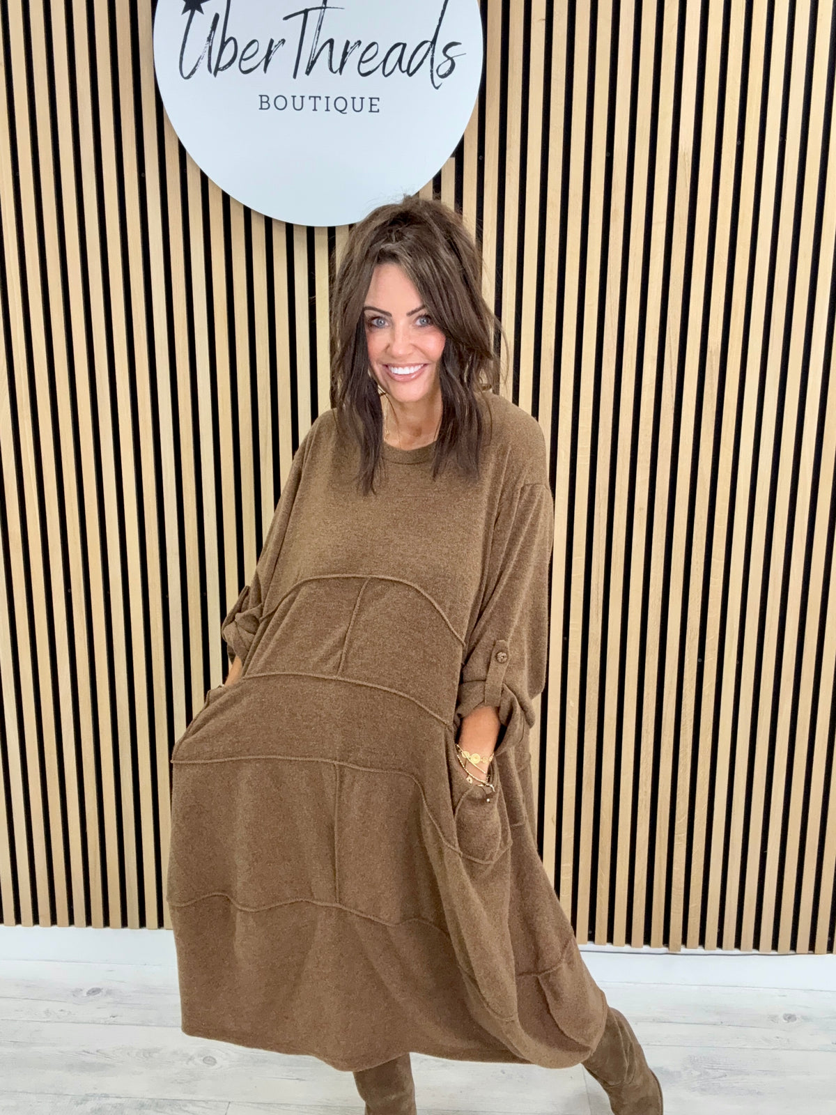 The Slouch Pocket Dress - Chocolate