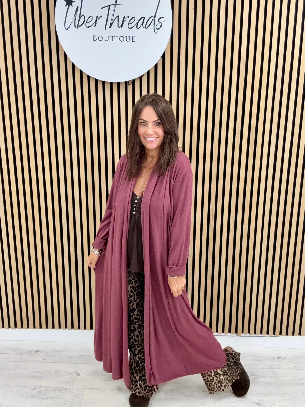 The Ezra Fine Knit Duster Jacket - Mulberry