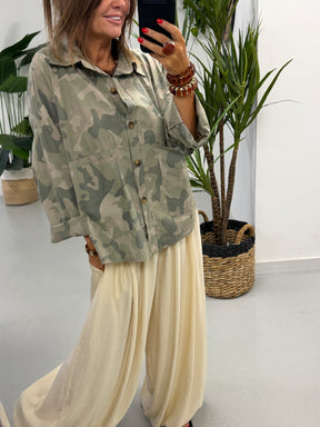 The Retro Camo Shacket - Light Khaki