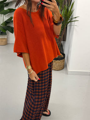 Gracie Crop Sleeve Knit - Rust