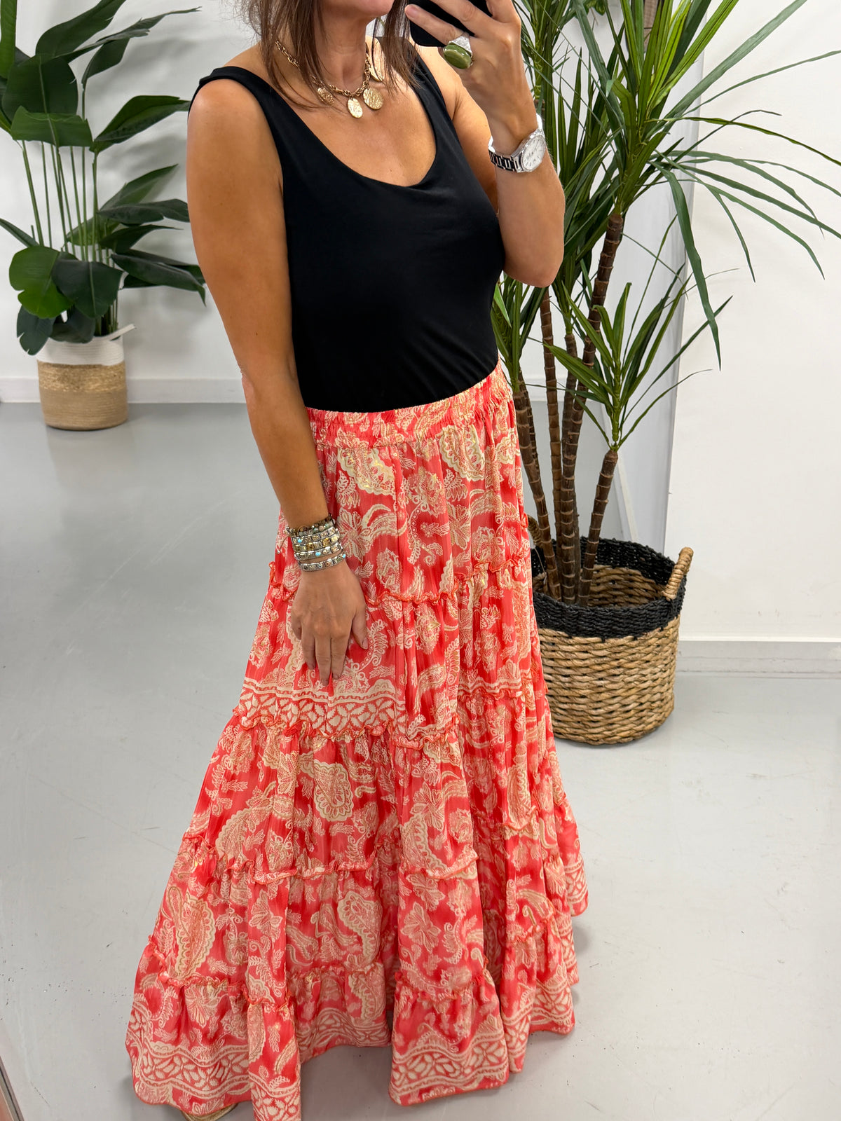 The Indie Maxi  Skirt - Red