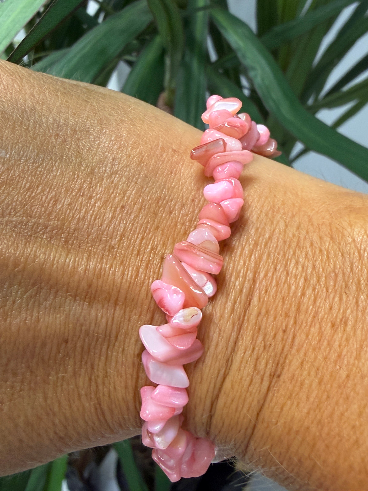 Stone Elasticated Bracelet- Pink