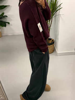 Slash Neck Knit  - Aubergine (Size 10-16)