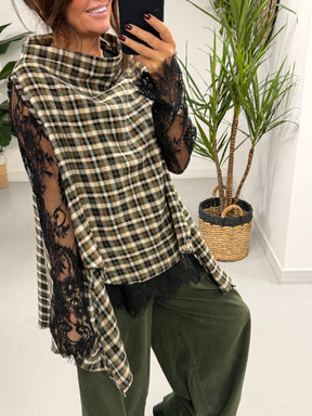 The Bailey Brushed Cotton Plaid Tank - Khaki (Size 10-16)