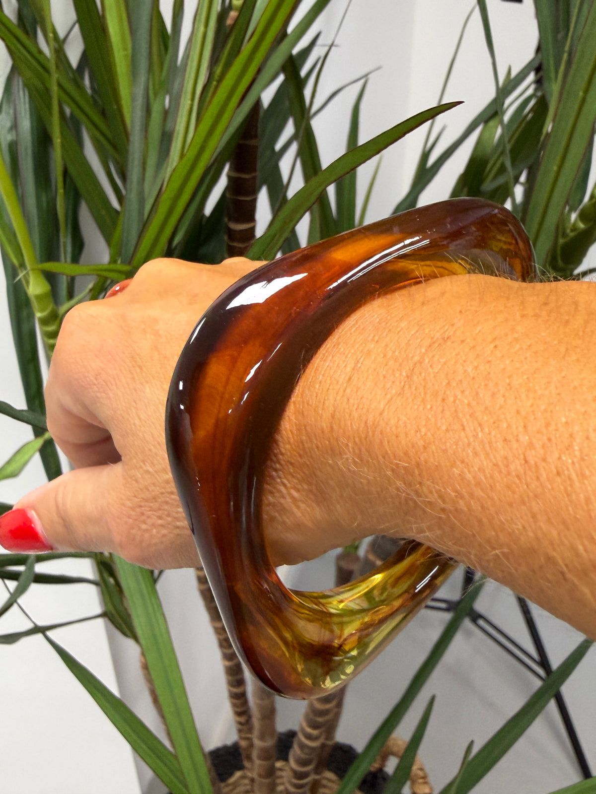 Misshaped Resin Amber Bangle