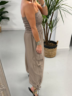 The UTB Cargo Jumpsuit- Taupe