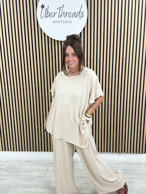 Lisbon Pleat Co-Ord - Classic Stone