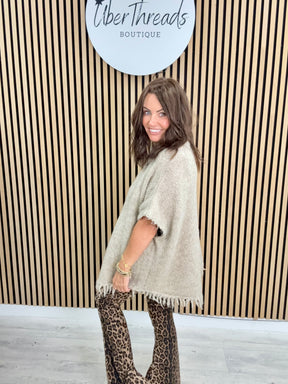 The Sleeveless Fringed Knit - Oatmeal