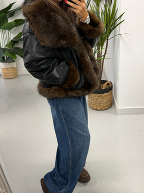 The Reversible PU/Faux Fur Jacket - Chocolate/Black