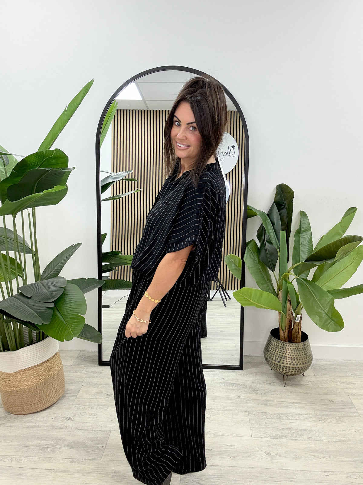 Brinley Button Pinstripe Co-Ord - Black