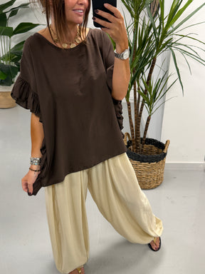 The Side Frill Tunic - Chocolate