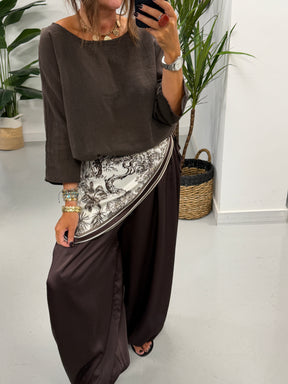 Scarf Balloon Trousers - Chocolate
