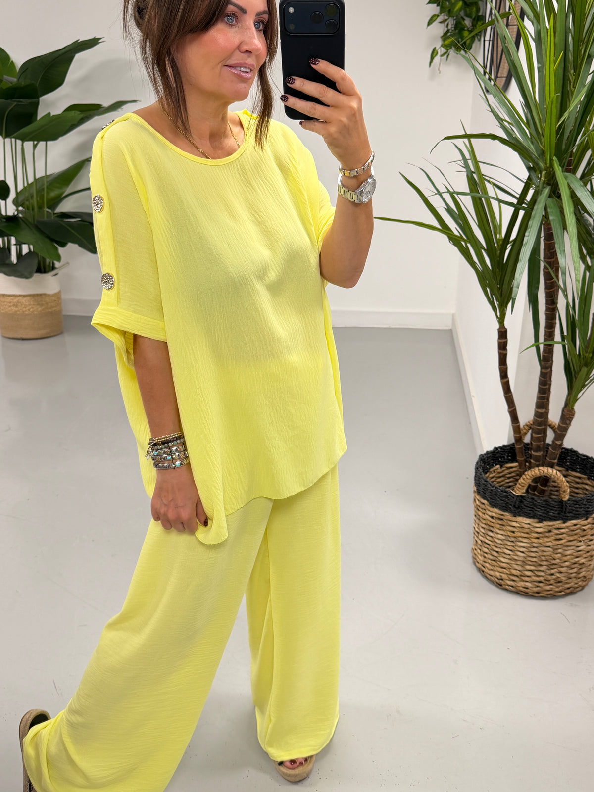 Gold Button Two Piece - Yellow