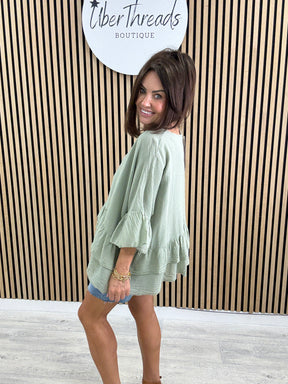 The Zante Frill Tunic - Green