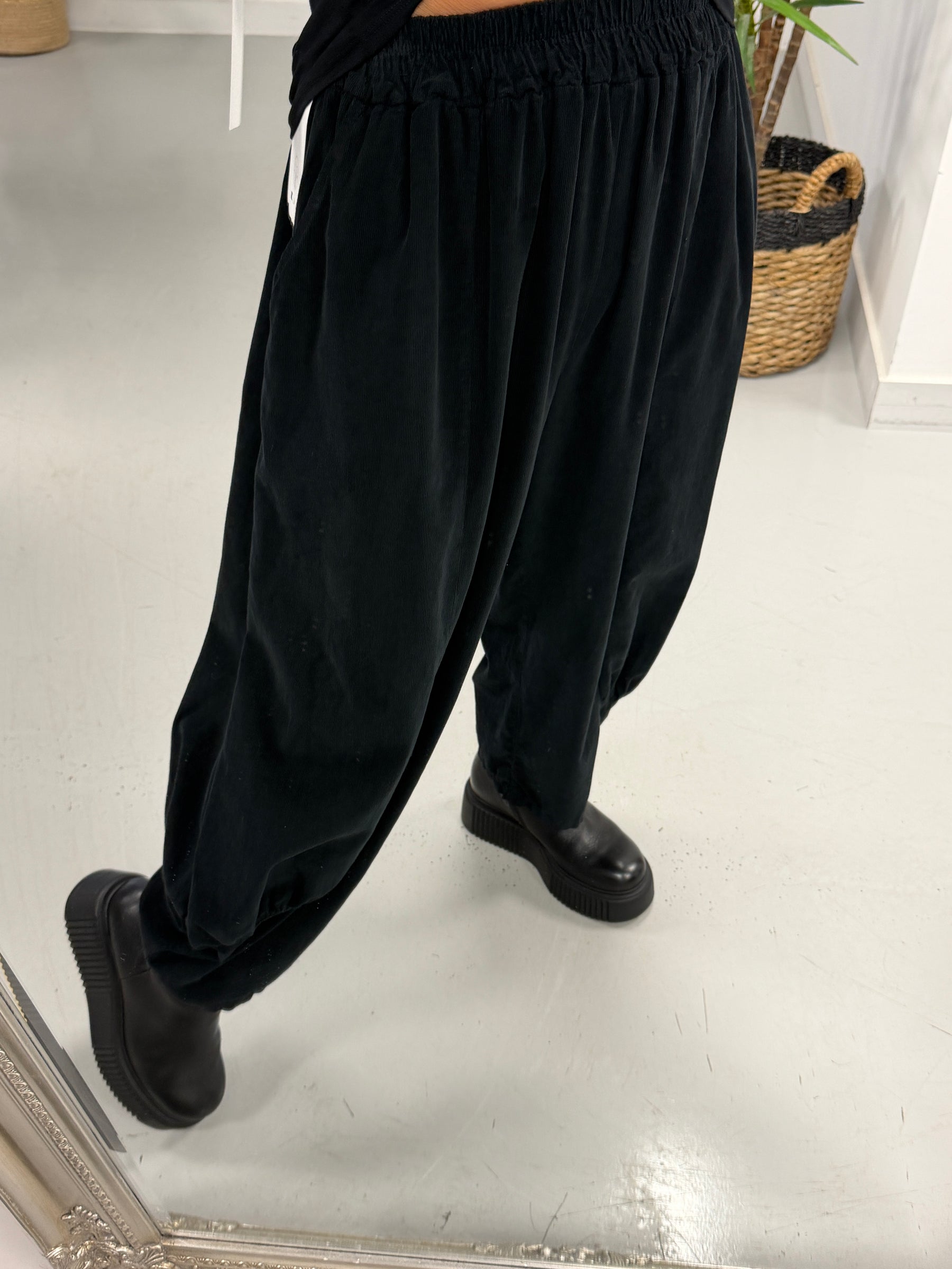 The Orleans Needlecord Joggers - Black (Size 10-18)
