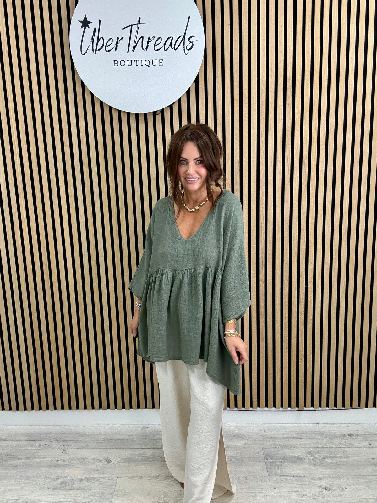 The Linen Mix Hobo Tunic - Khaki