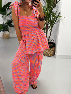 The Deluxe Gingham Bloomers - Purple/Orange