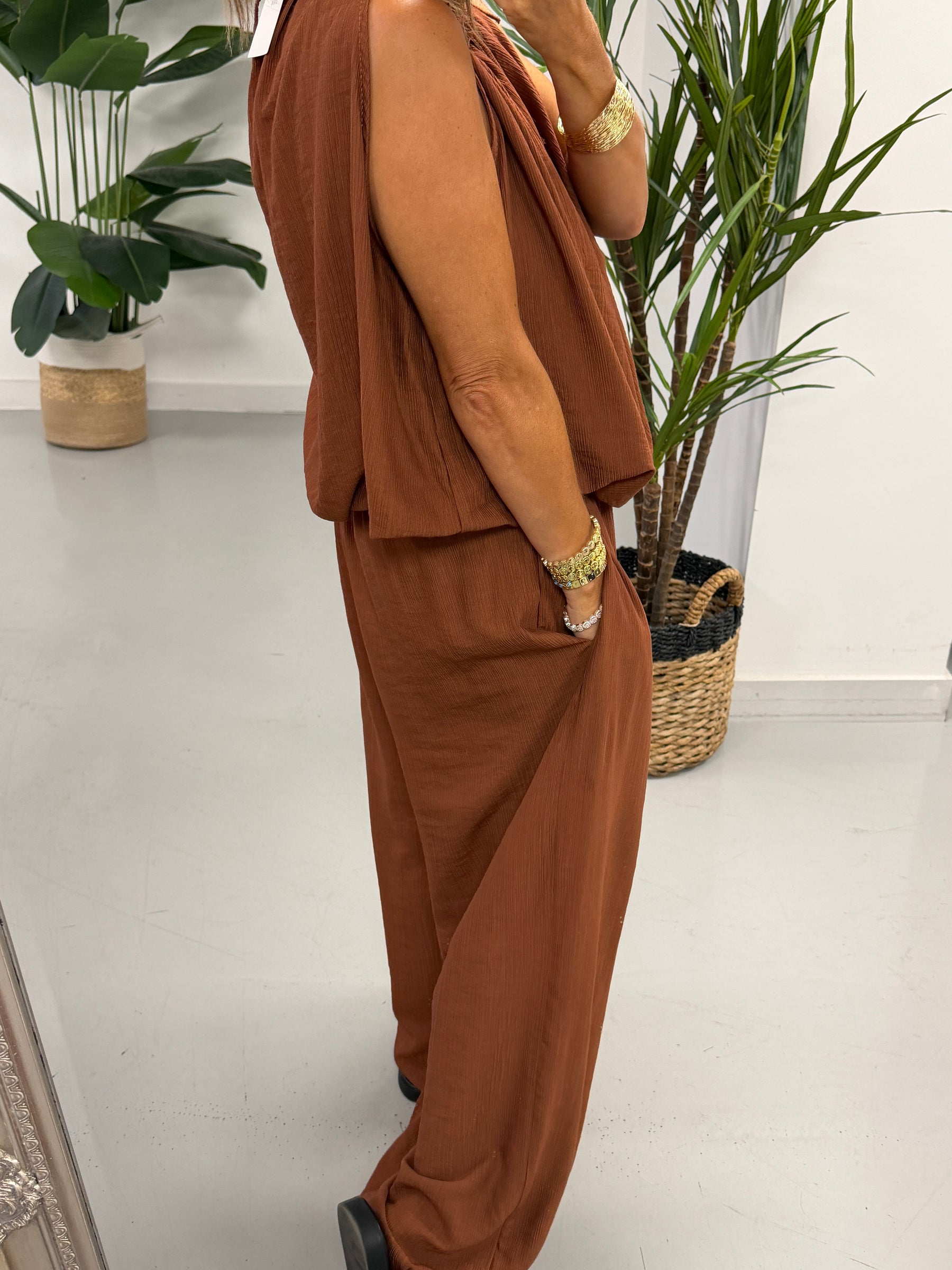 Crinkle Pebble Co Ord - Rust