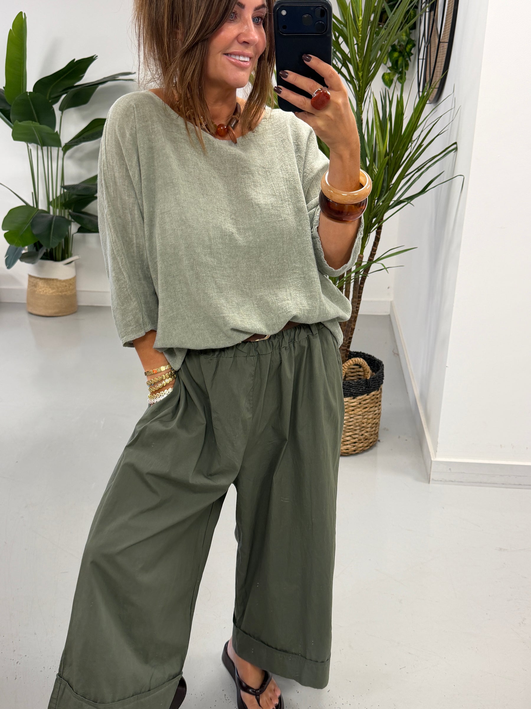 Belted Culottes - Khaki