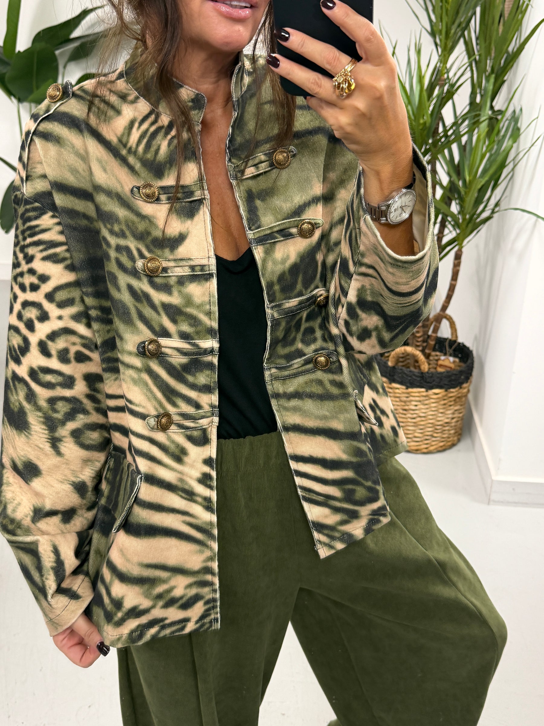 The Needlecord Military Jacket - Khaki (Size 12-16)