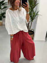 Linen Blend Boxy Top - White