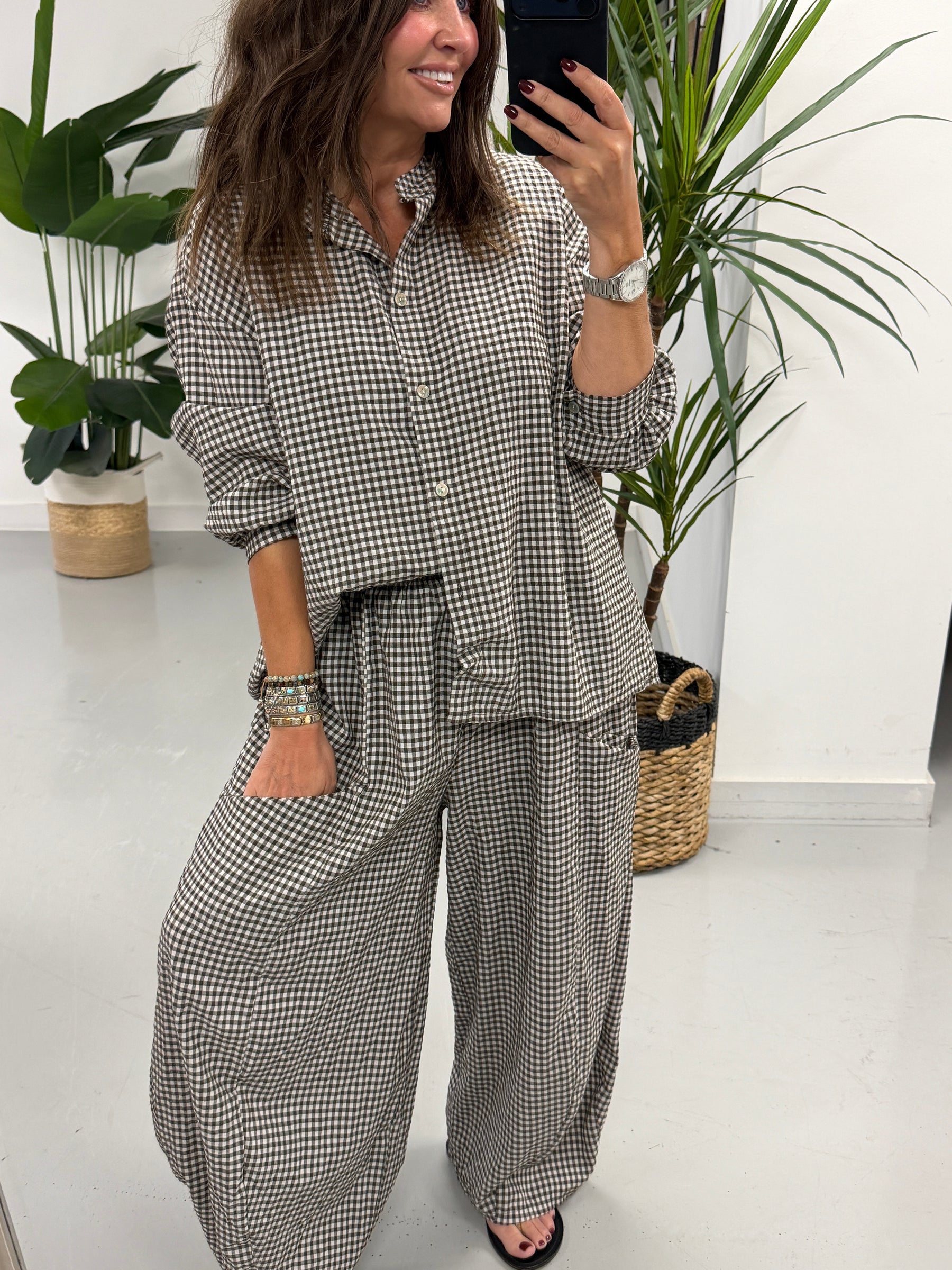 The Vichy Gingham Button Shirt - Chocolate