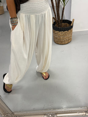 The Shirred Balloon Trouser - Buttercream