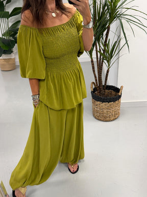 The LuLu Puff Sleeve Bardot - Pistachio