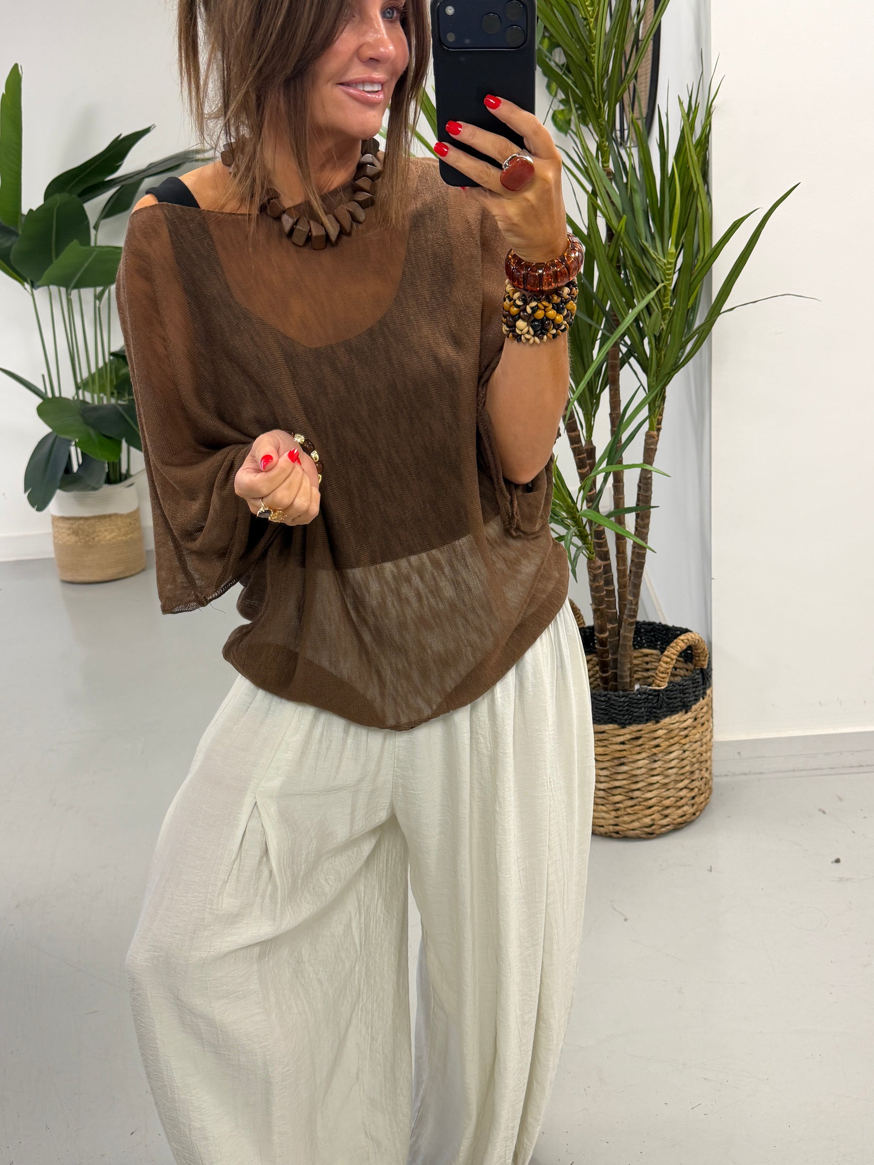 The Rae Summer Lightweight Layering Knit - Chocolate