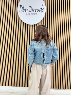 Tie Back Denim Shacket