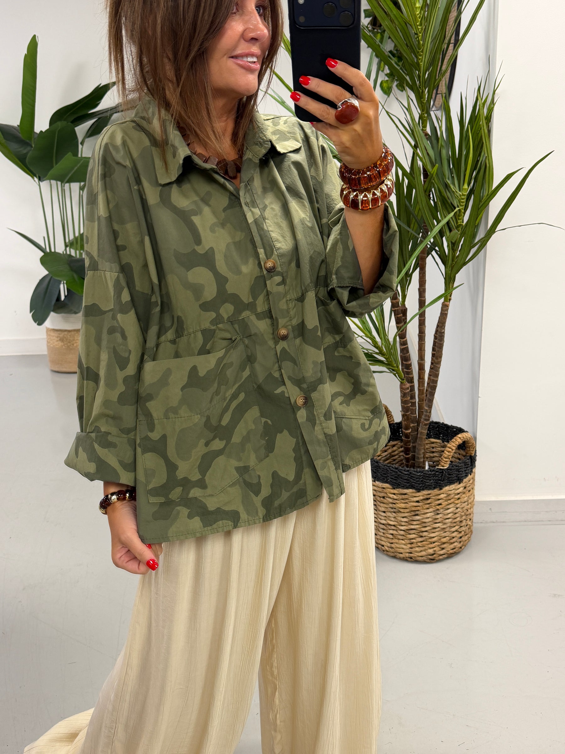The Retro Camo Shacket - Mid Khaki