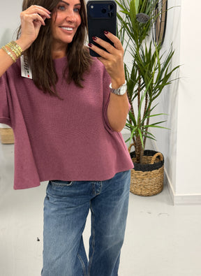 Gracie Crop Sleeve Knit - Mauve (Size 10 - 18)