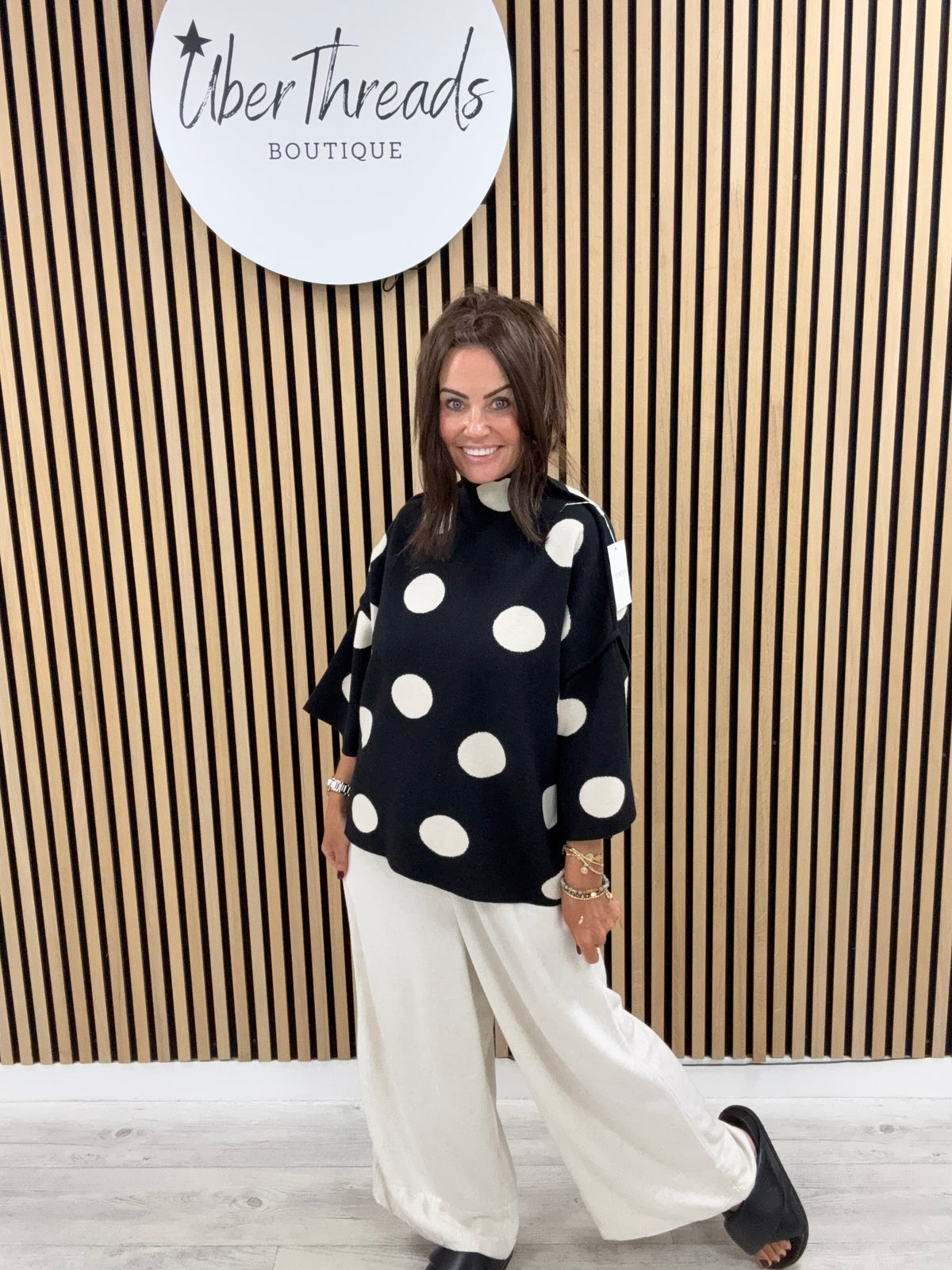 Boxy Dotty Knit- Black