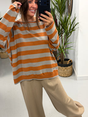 Sunset Stripe Raw Edge - Rust/Taupe  (Size 10-16)