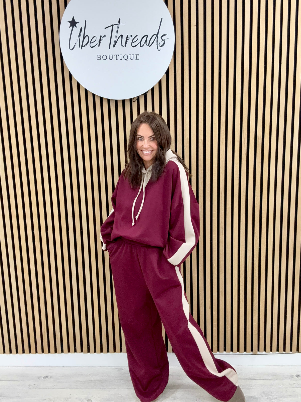 The Stripe Scuba Hooded Tracksuit - Mulberry