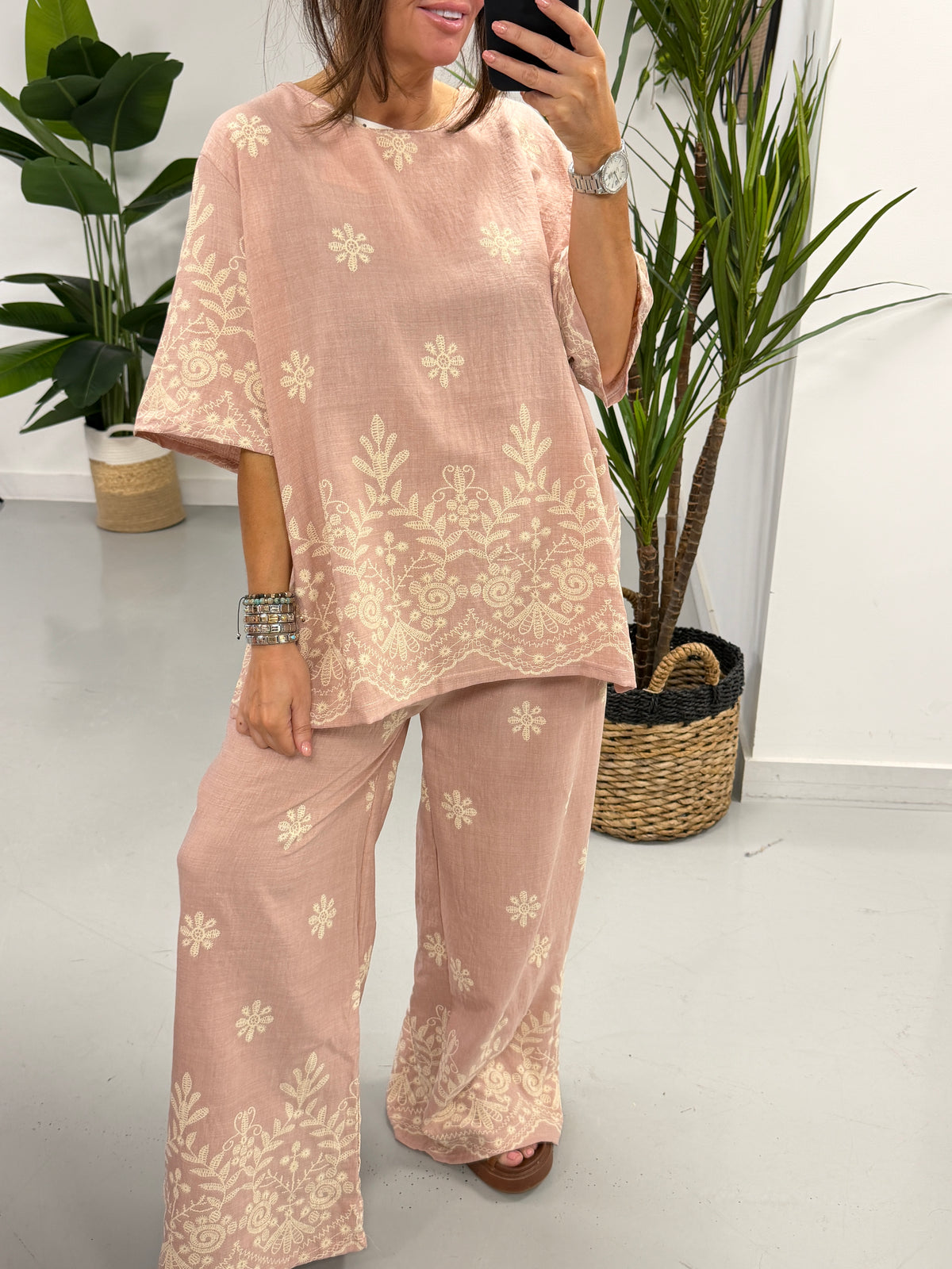 The Linen Mix Two Piece - PInk