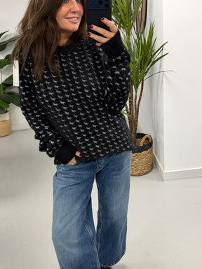 Super Soft Dogtooth Knit - Black