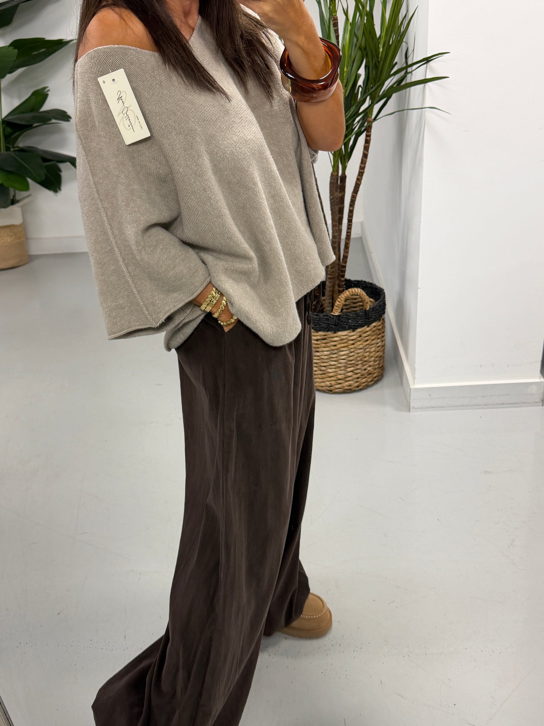 Gracie Crop Sleeve Knit - Biscuit