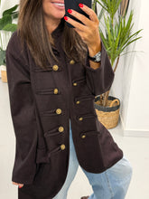 The Long Line Herringbone Style Military Jacket - Wine
